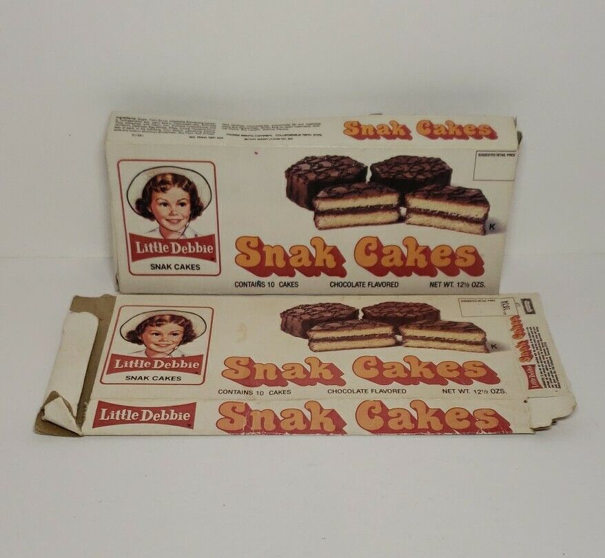 2 Vintage 1981 Little Debbie Chocolate Flavored Snak Cakes Box Empty Rare - LOOK