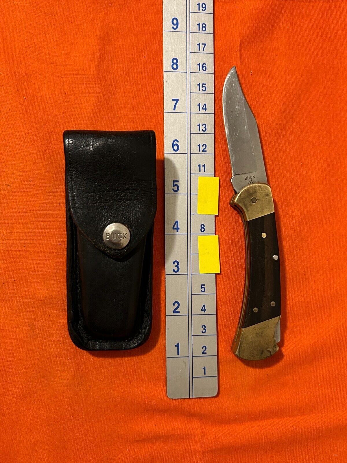 Vintage Buck 112 Folding Hunting Knife (2-Dot) With Sheath 1978  Made USA