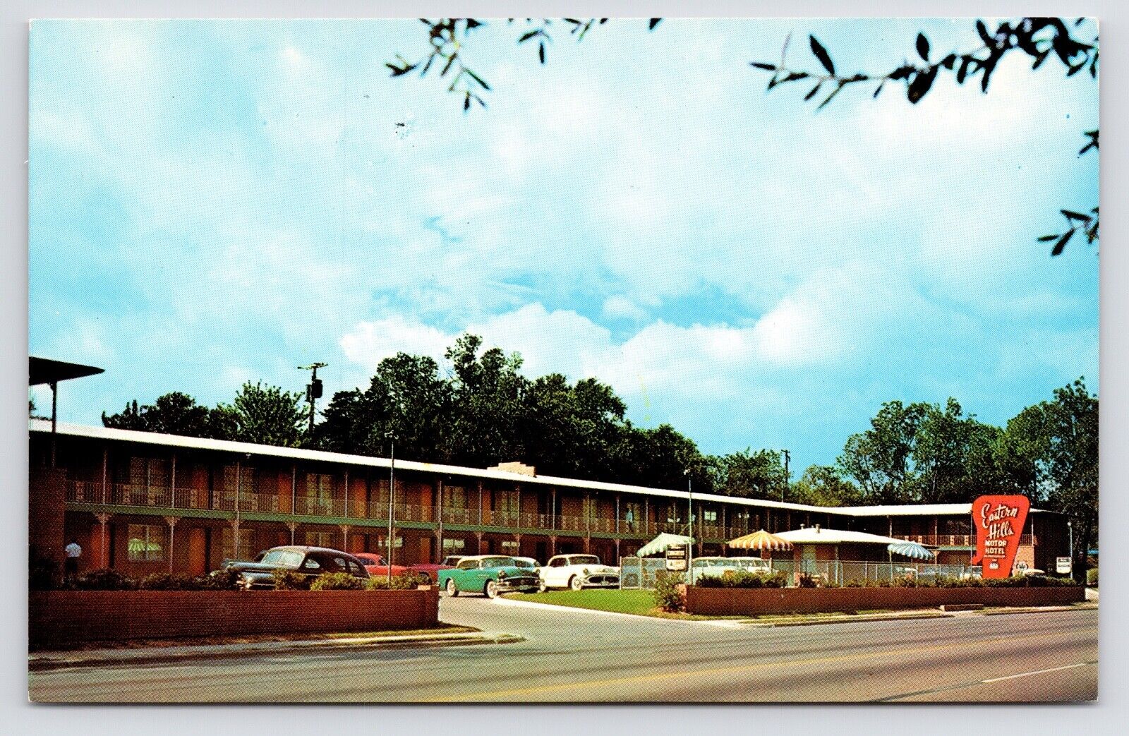 c1950s~Dallas Texas TX~Eastern Hills Motor Hotel~Cars~Sign~Vintage VTG Postcard