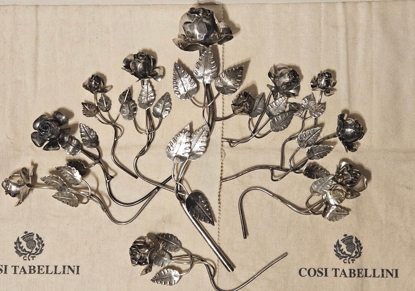 COSI TABELLINI Lot Of 10 Lifesized Mastercrafted Pewter Roses 🌹 Rare & Stunning