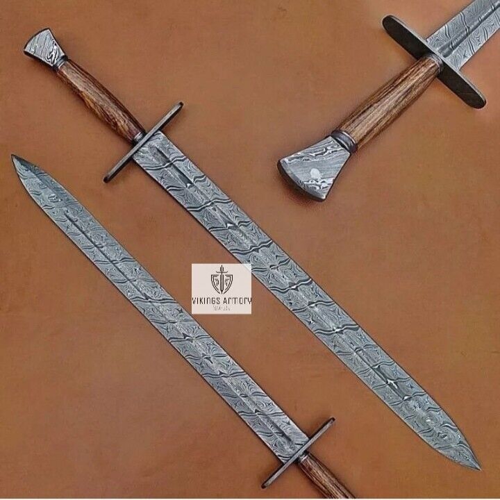 Custom Handmade Damascus Steel Viking Sword Medieval Battle Ready Sword,Sheath