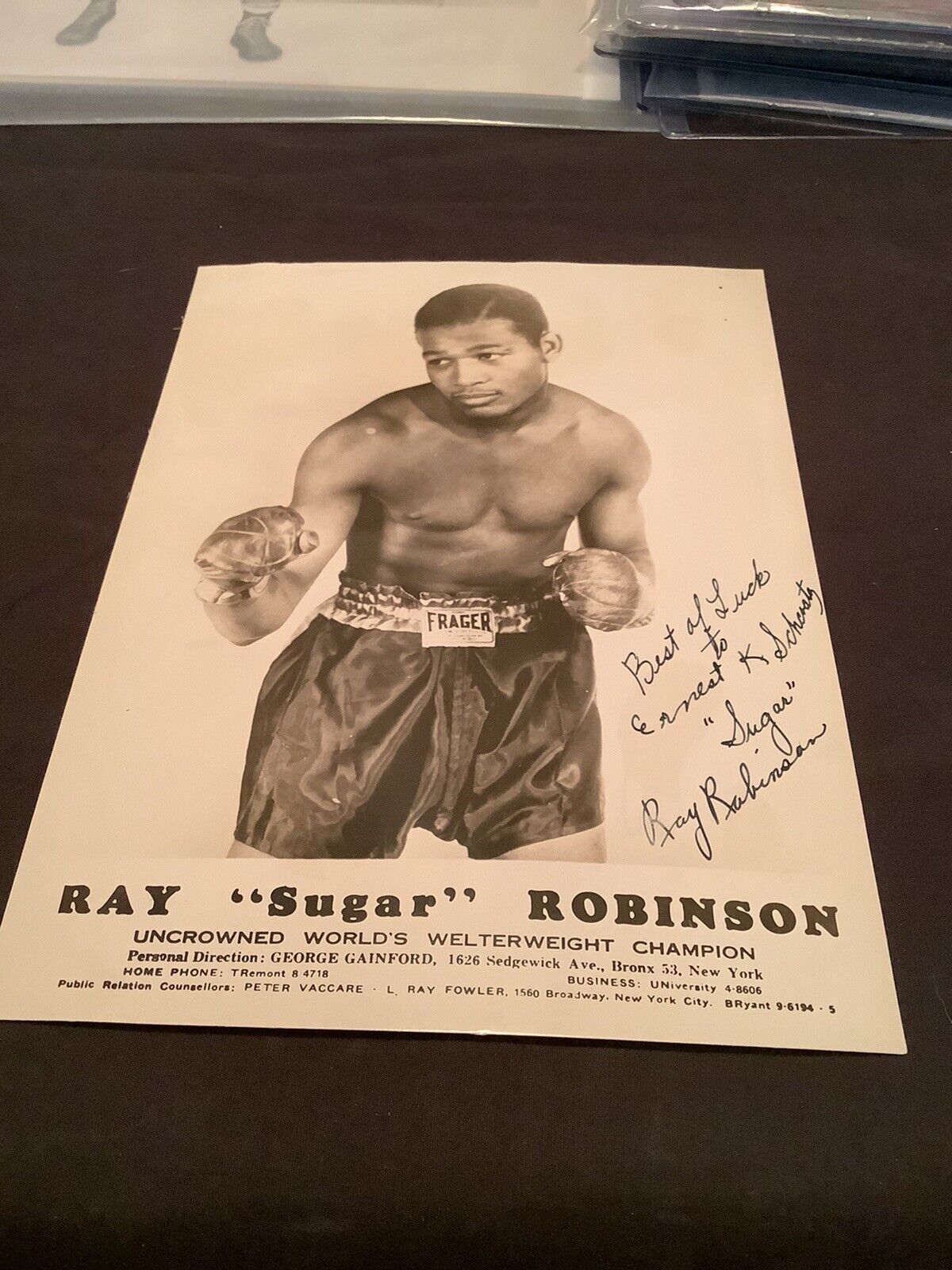 Sugar Ray Robinson Signed Original Photo ~ Absolutely The Best Ray Autograph 
