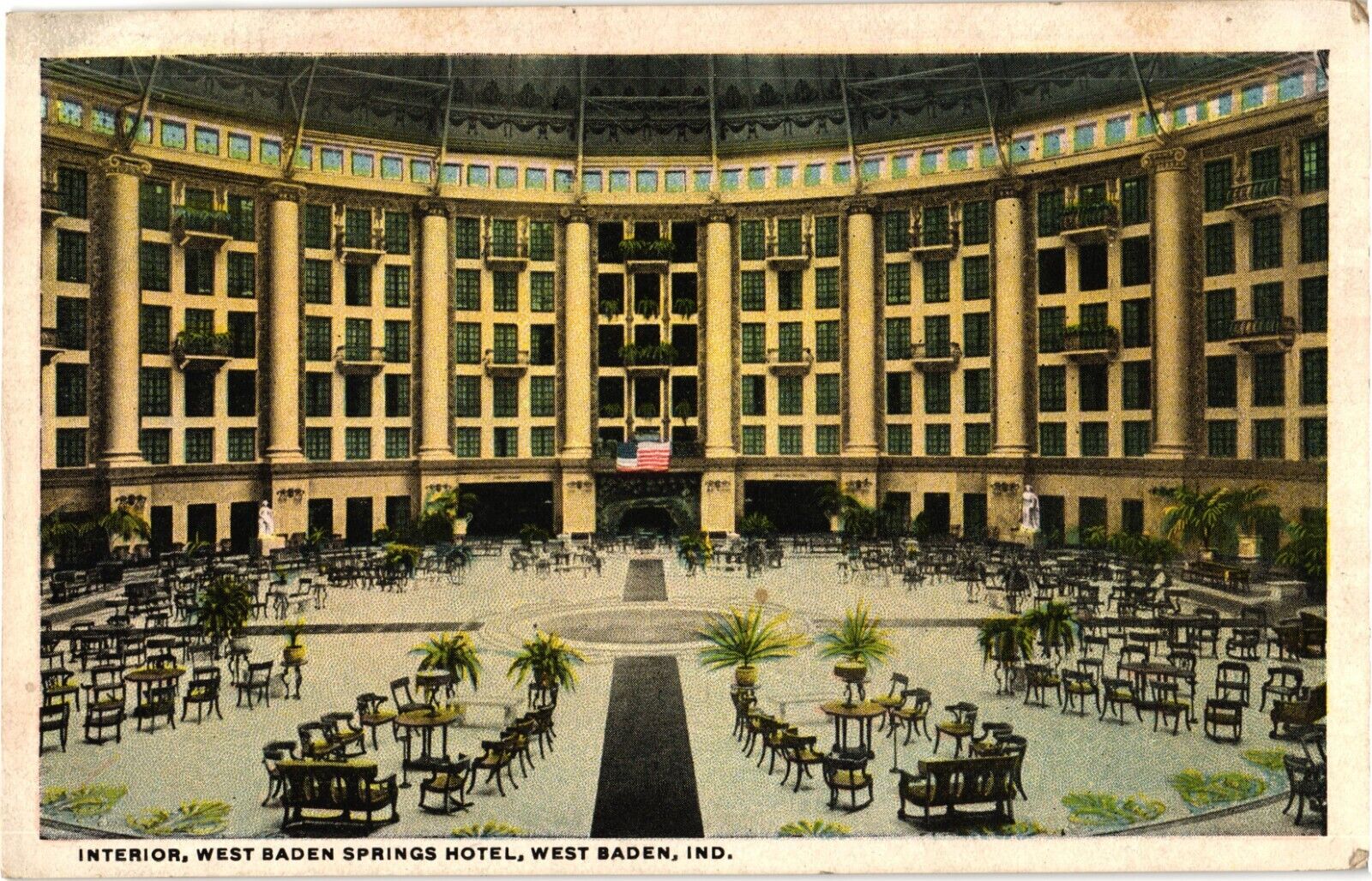 Interior West Baden Springs Hotel West Baden IN White Border Postcard 1919