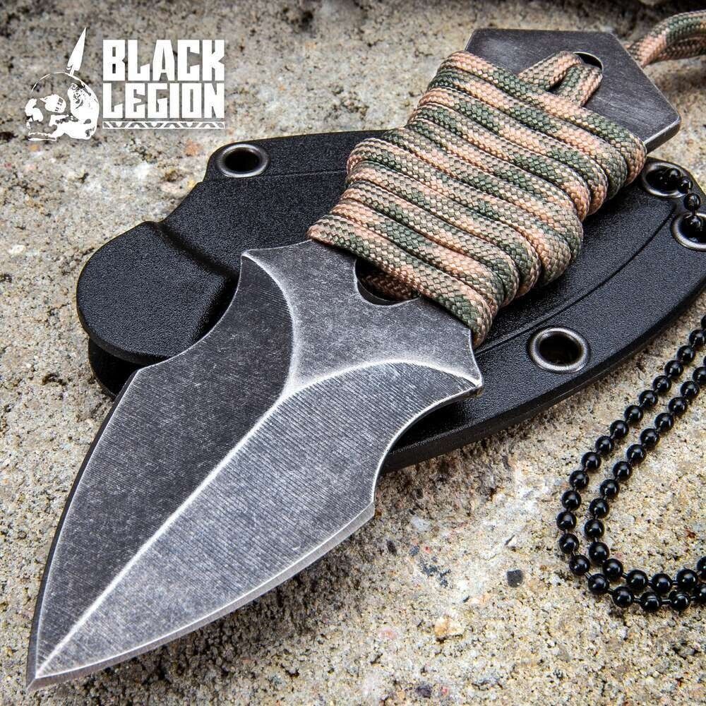 Black Legion Spearhead Neck Knife with Sheath (BV553) Stainless Steel Ships Free