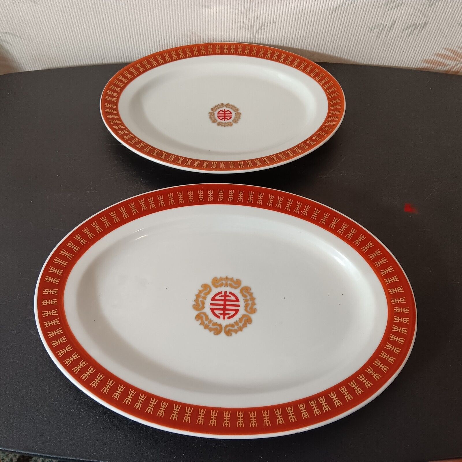 Pair Of Datang Tatung Serving Platters Made In Taiwan (2 Sizes, Oval)