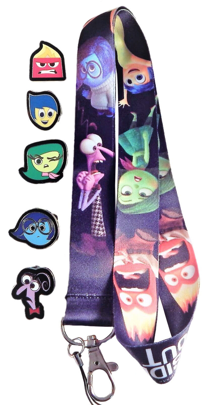 Inside Out Lanyard Set with 5 Trading Pins Walt Disney World Parks ~ Brand NEW