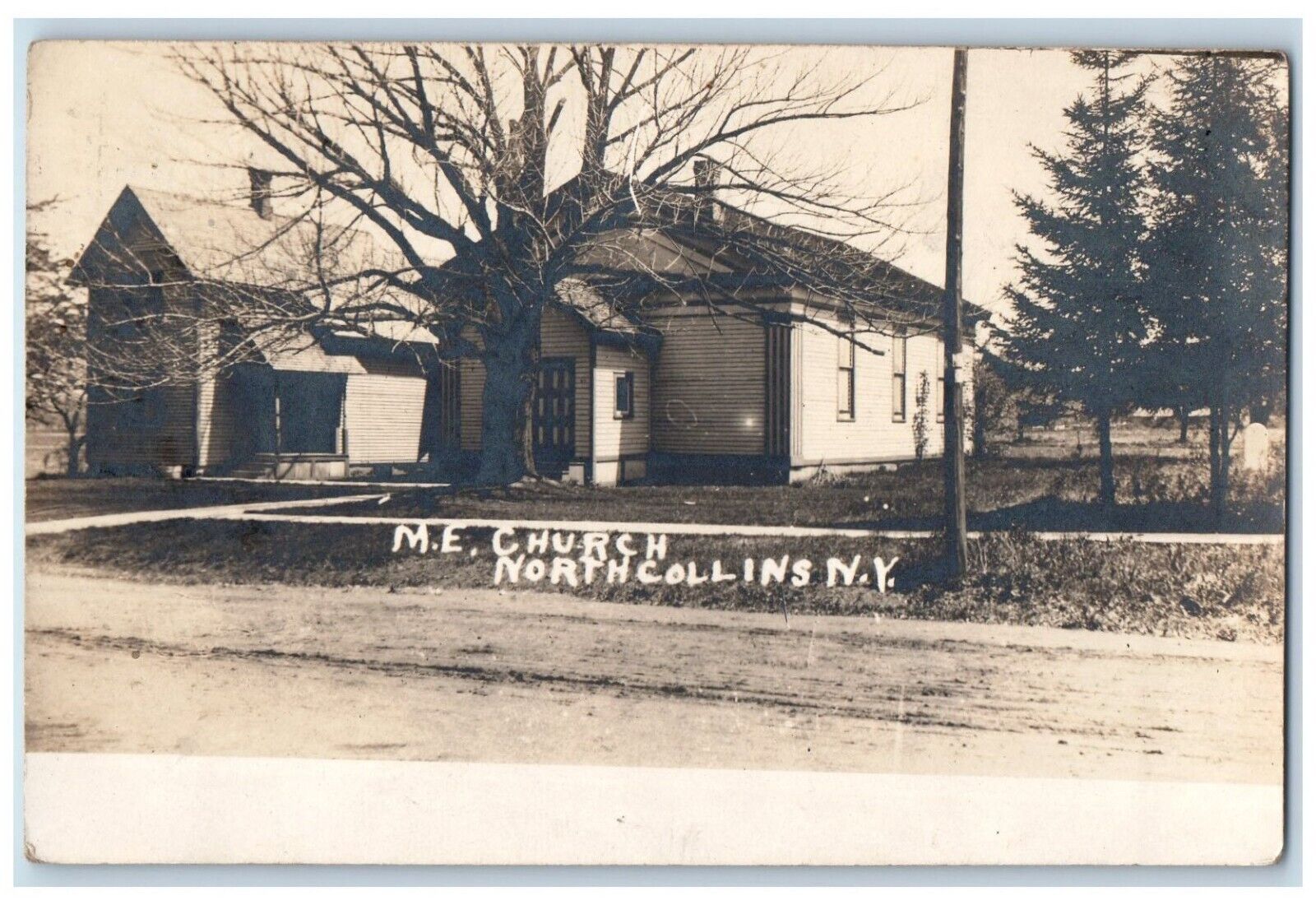 1912 Methodist Church North Collins New York NY RPPC Photo Posted Postcard