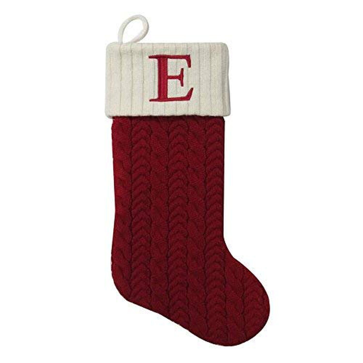 21-in Knit Monogram Christmas Stocking, Letter E