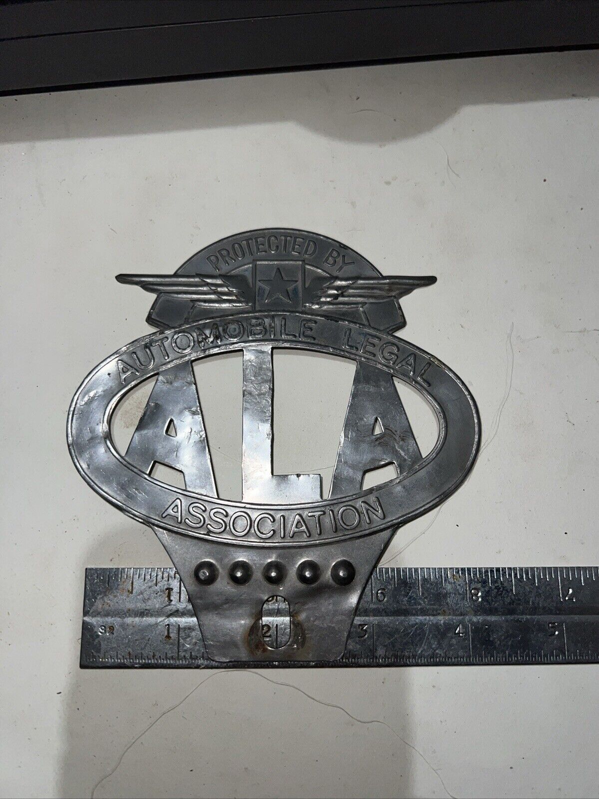 ALA Automobile Association EARLY Metal License Plate Topper Sign