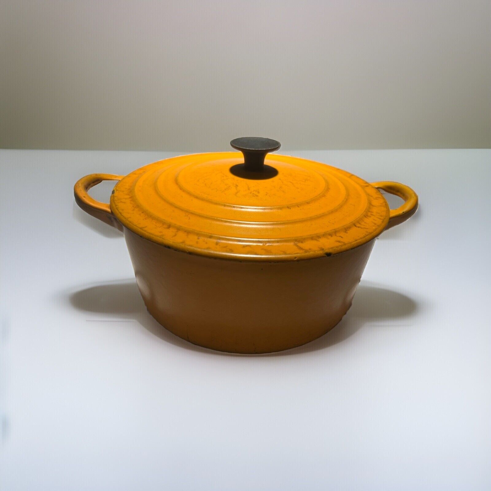 Vintage Le Creuset Dutch Oven Made In France B  2 qt. Yellow Enameled Cast Iron