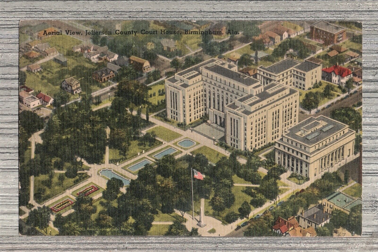 Postcard-Aerial View Jefferson County Court House Birmingham Alabama-PC49