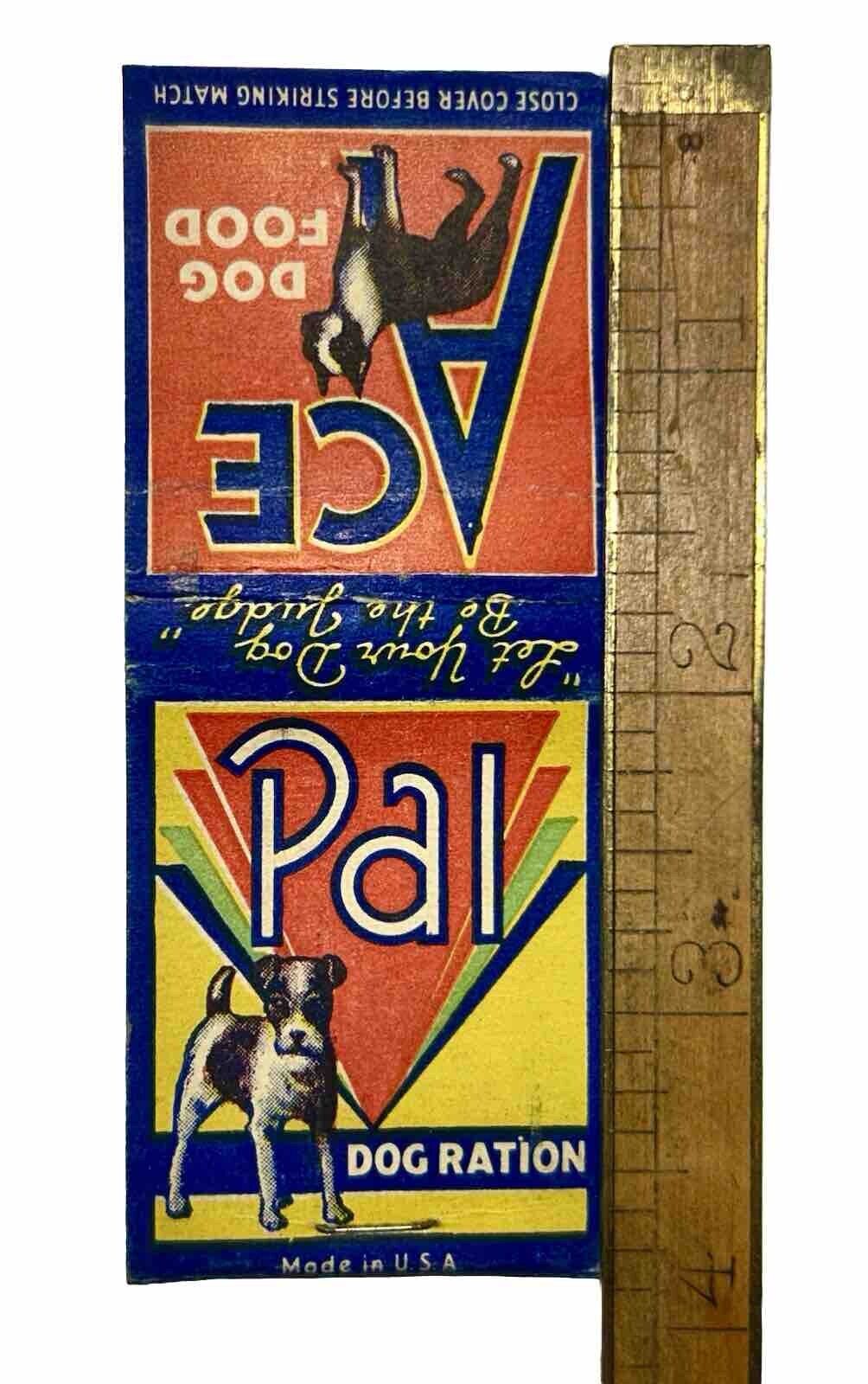 Rare WW2 Matchbook ACE Dog Rations Dog Food Advertising 1940s Scarce Veg USA 
