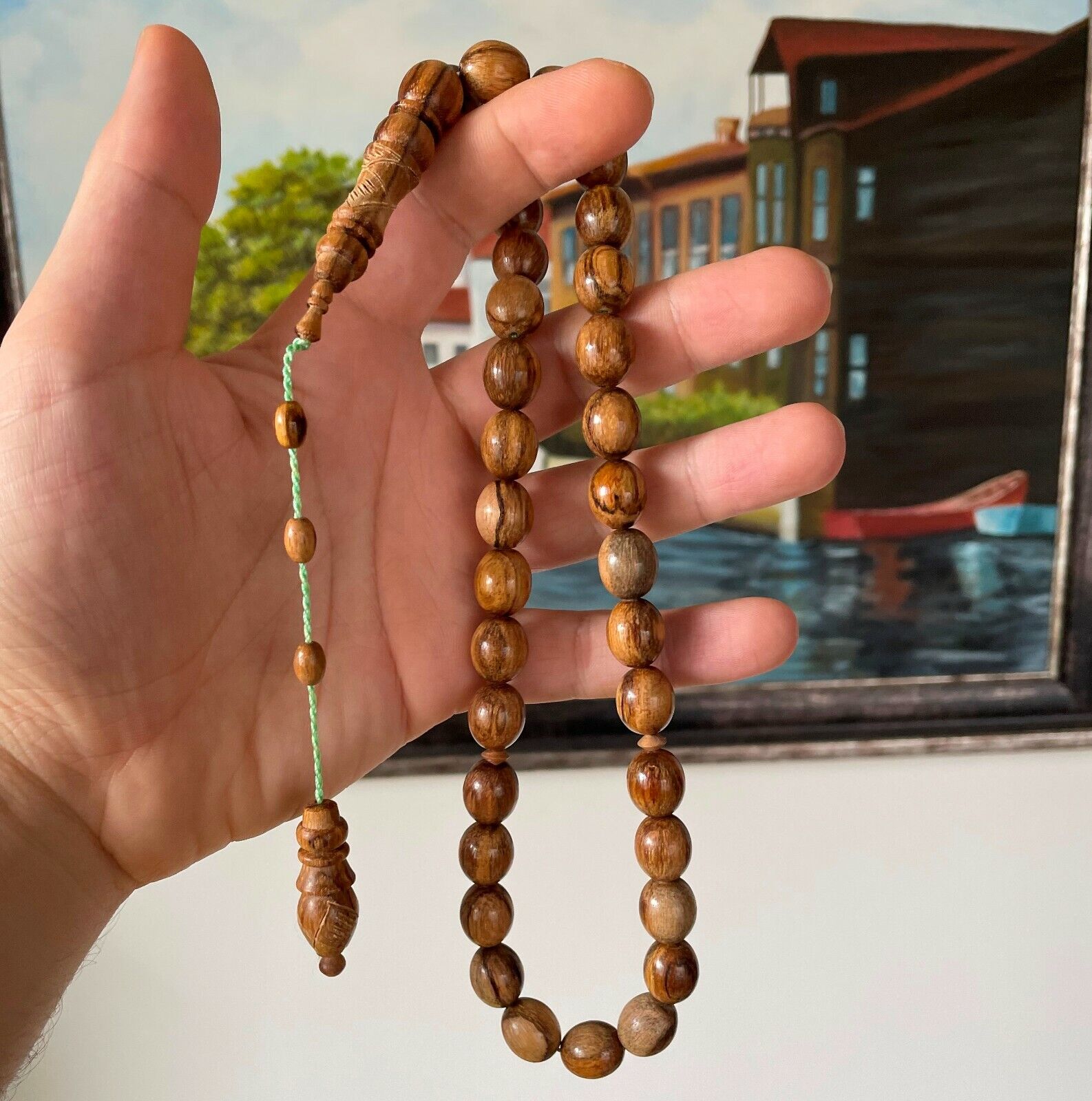REAL Agarwood Oud Tree Islamic Prayer 33 beads, Tasbih, Misbaha, 14x12mm SCENTED