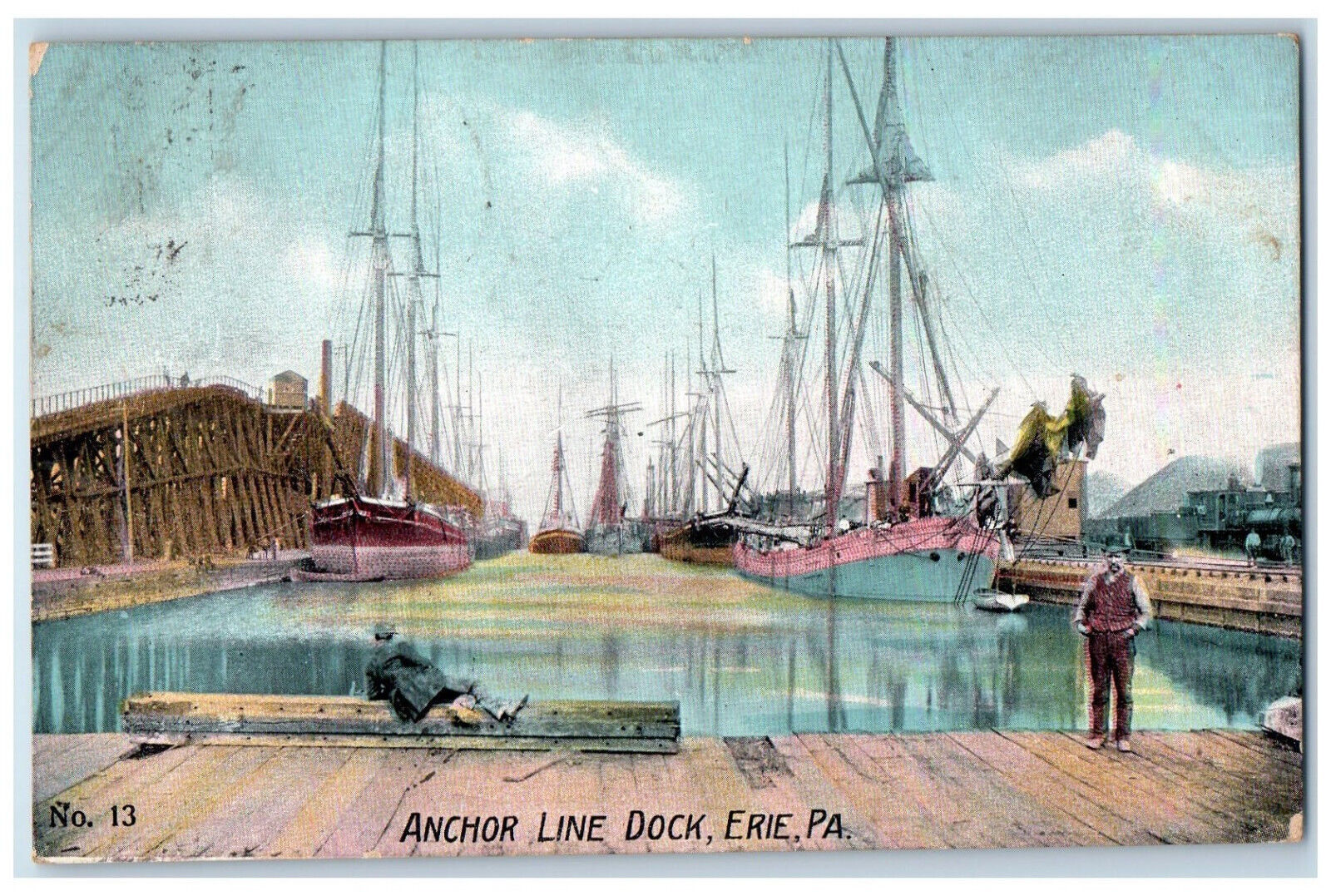 1908 View Of Anchor Line Dock Erie Pennsylvania PA Antique Posted Postcard
