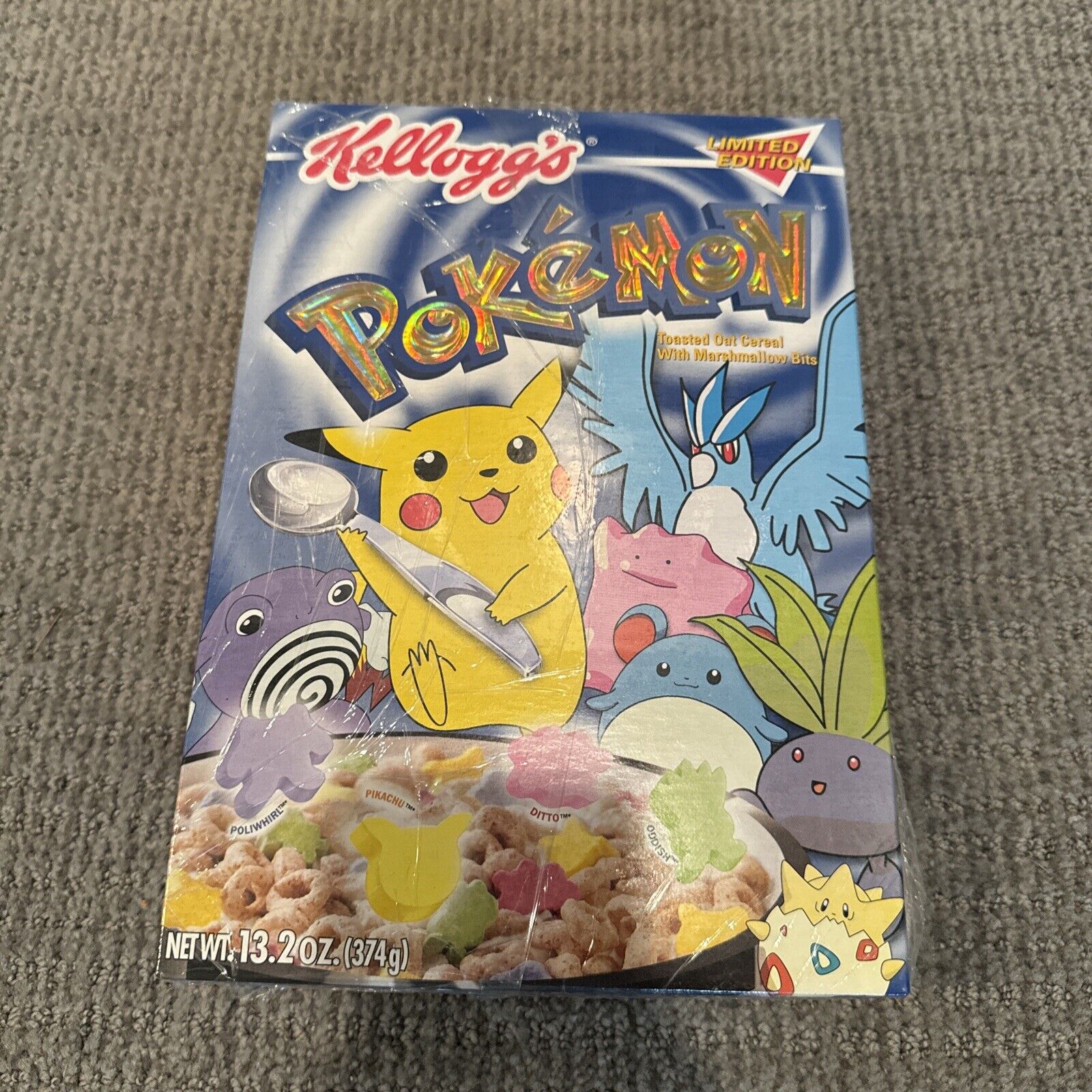 Vintage Kelloggs 2000 2001 Pokémon Limited Edition Foil Empty Cereal Box