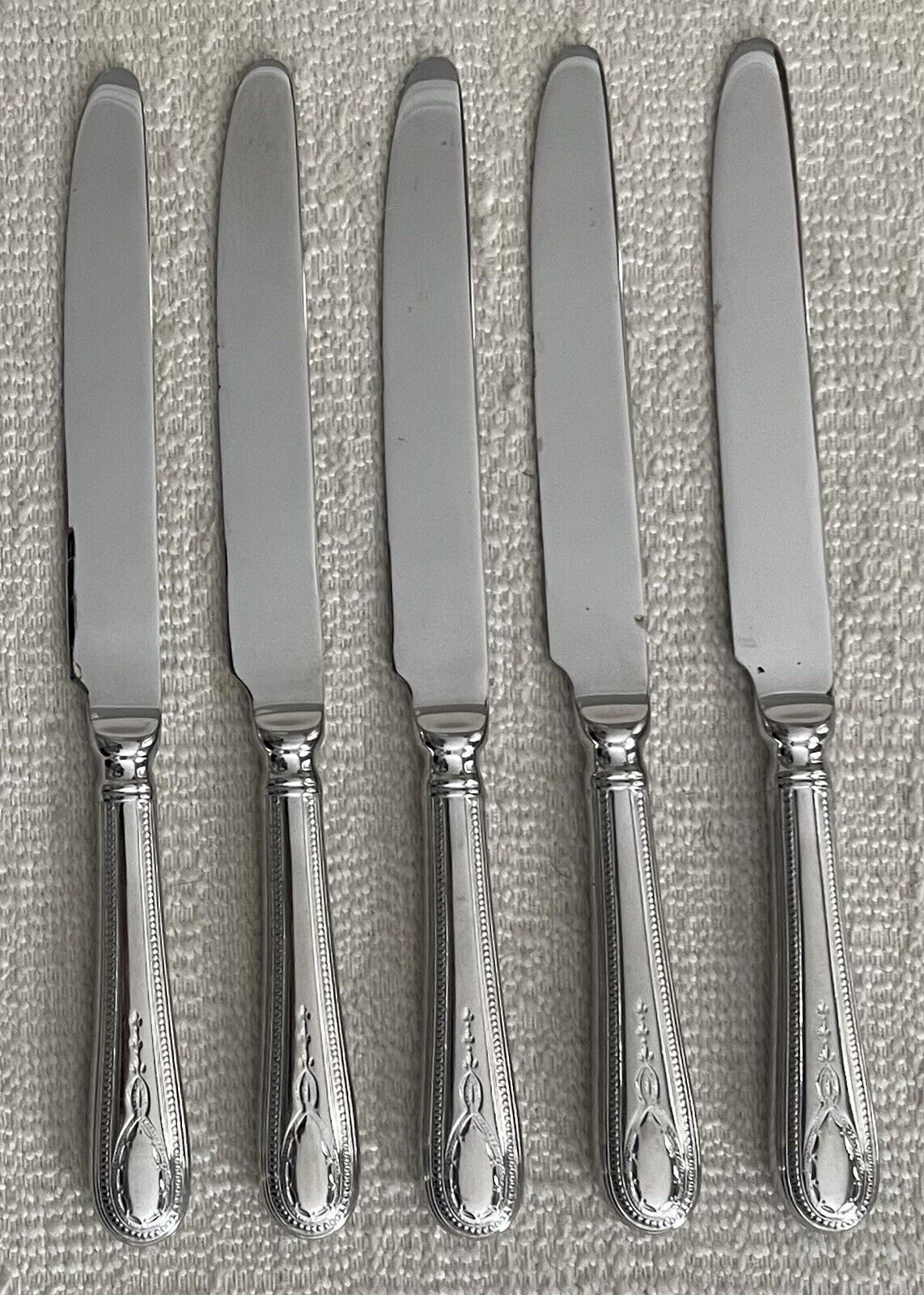 Set of 5 Towle HOTEL Multi Motif Stainless 18/10 Beaded Dinner Knives