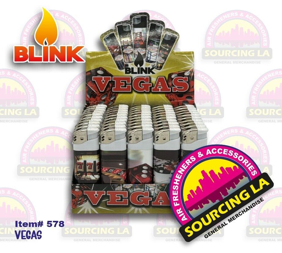 Vegas Blink Lighters Assorted Designs - 50 Ct Box