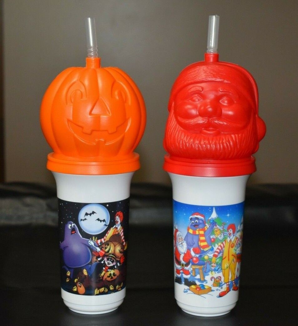 rare promo vintage unused McDonald\'s Whirley cups Santa Pumpkin Ronald Halloween