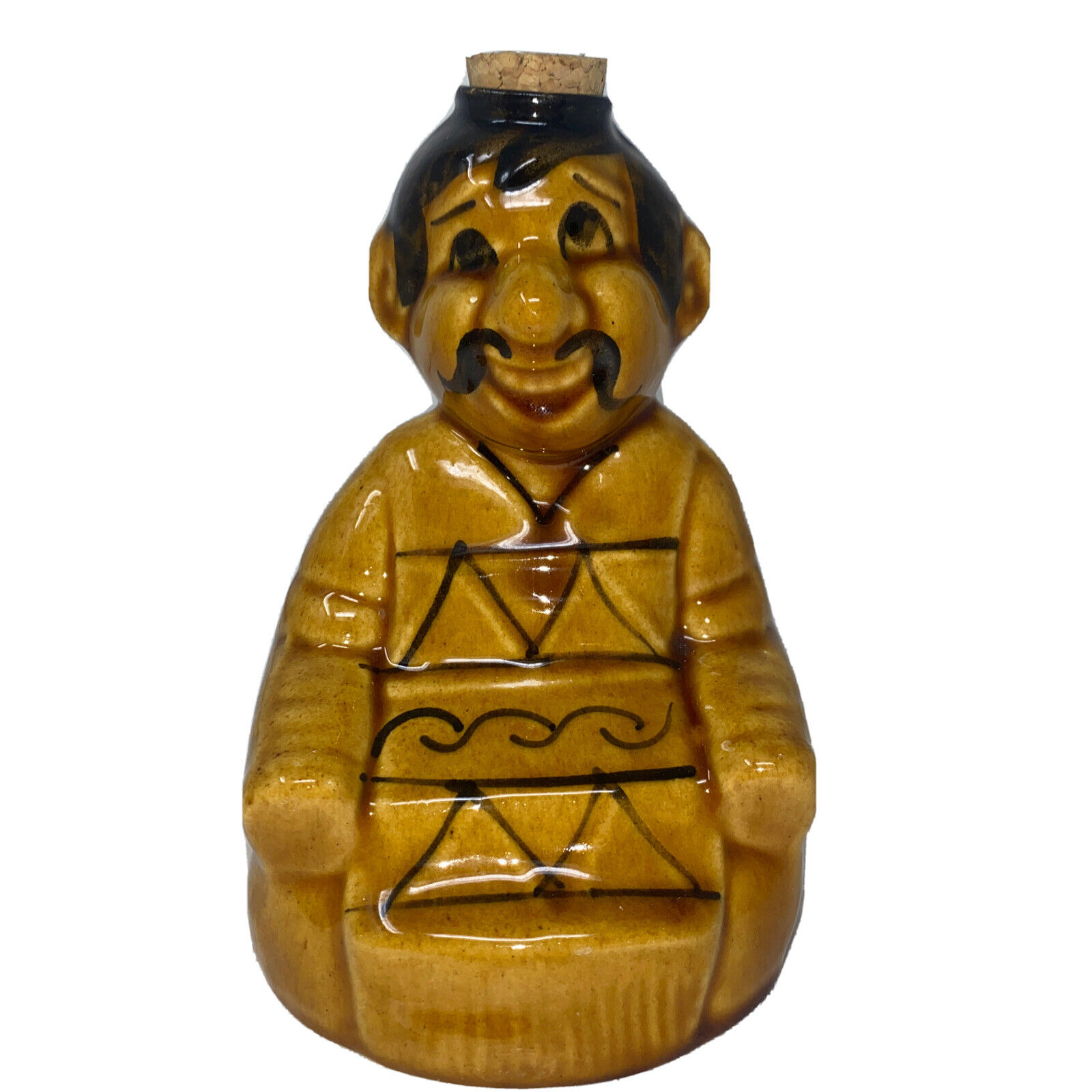 VINTAGE MEXICAN TEQUILA CERAMIC DECANTER MAN Cork  STOPPER