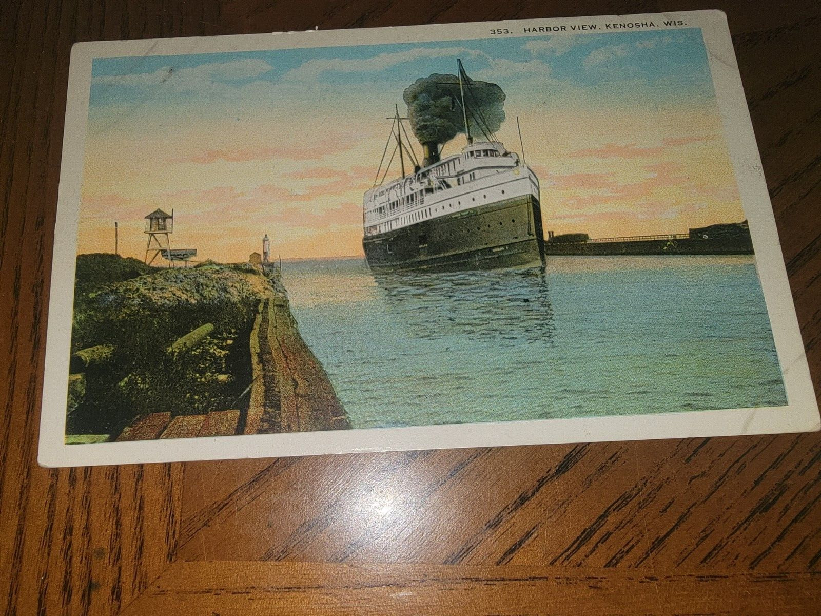 Vintage Postcard Harbor View Kenosha WIS