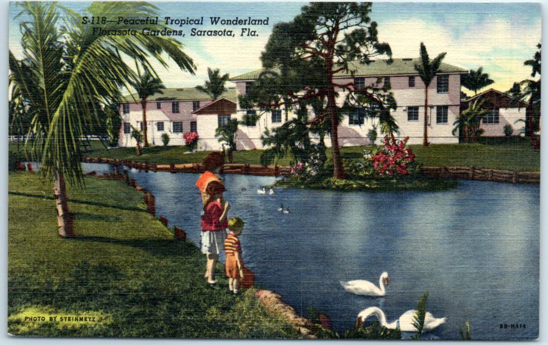 Postcard - Peaceful Tropical Wonderland Florasota Gardens, Sarasota, Florida