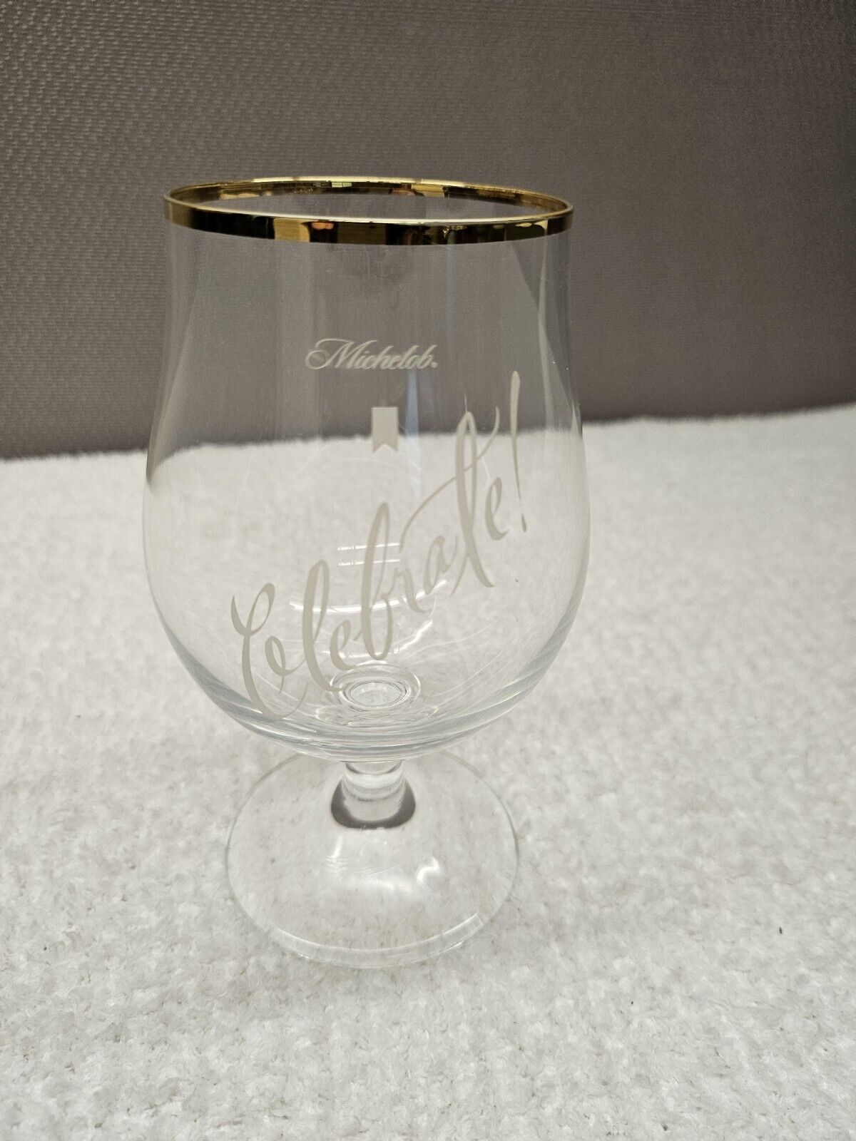 Michelob Celebrate Beer Glass Gold Rimmed Tulip Chalice