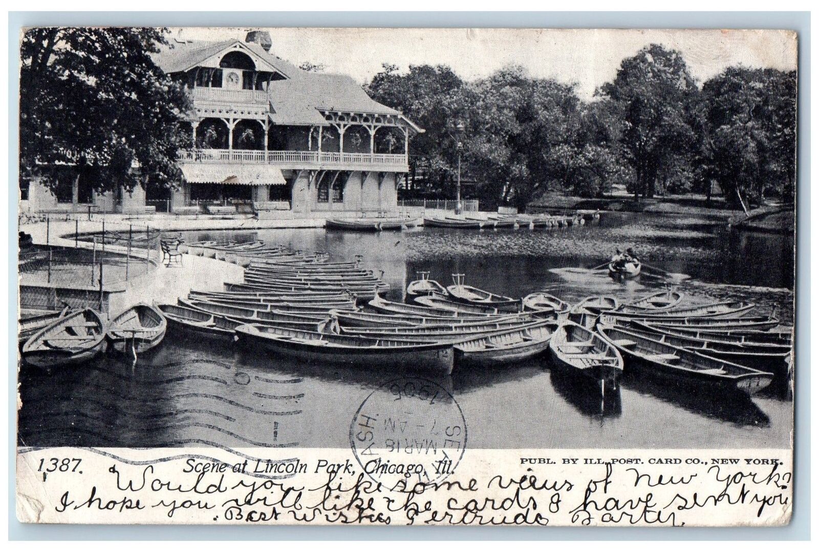1905 Scene At Lincoln Park Lake Boating Building View Chicago Illinois Postcard