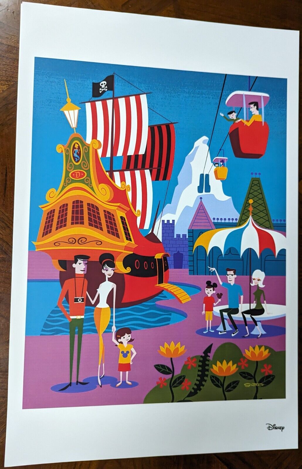 Disneyland Sailing Ship Columbia Rivers of America Poster print 11x17 Disney