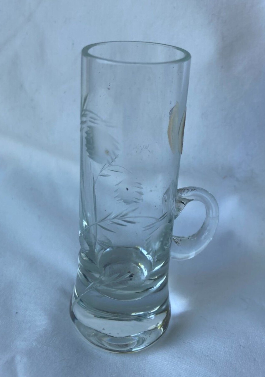 Cordial Double Shot Glass Pasabahce Made in Turkey Clear Glass Etched Engraved
