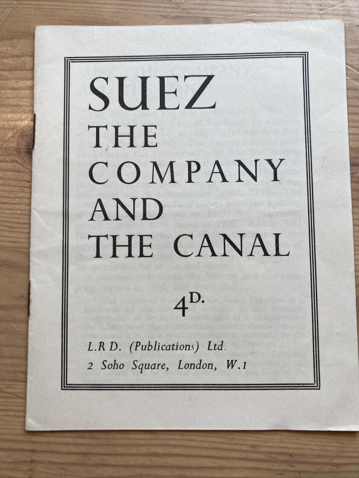 1956 Suez Crisis Pamphlet “Suez, The Company & The Canal” by Labour Research Dep