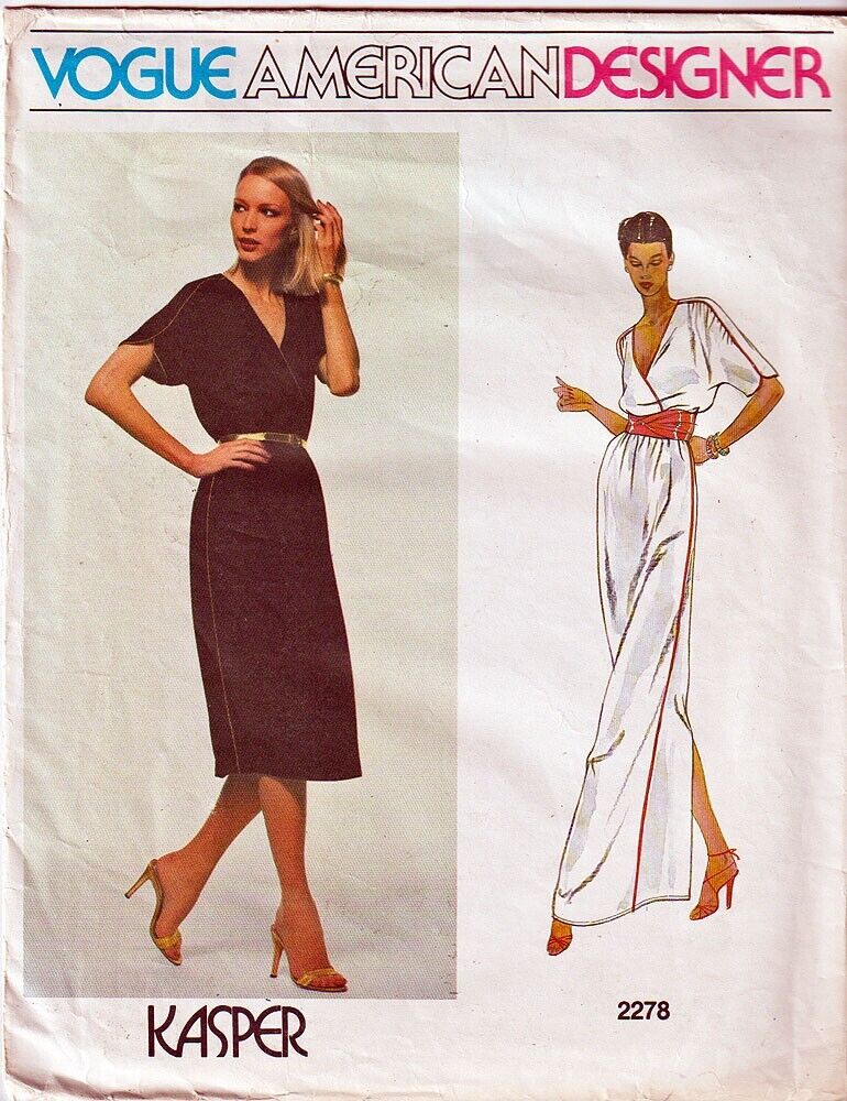 Vogue American Designer 2278 c. 1979 KASPER - Misses\' Dress, Size 10