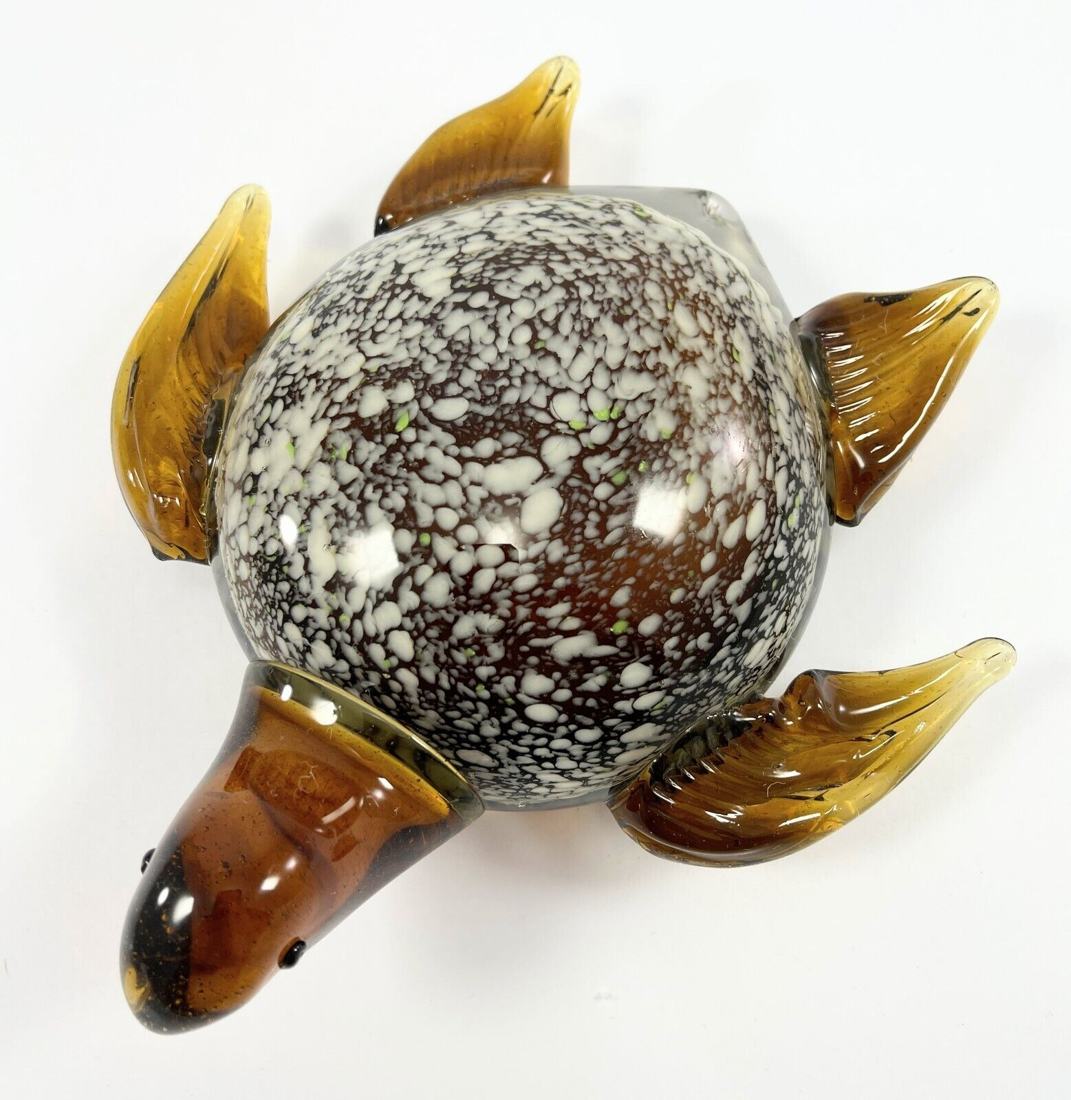Art Glass Sea Turtle Brown Glass Paper Weight 