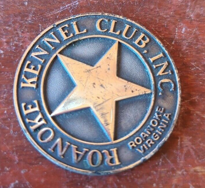 Vintage Roanoke Virginia Kennel Club Trophy Medal Badge Paperweight