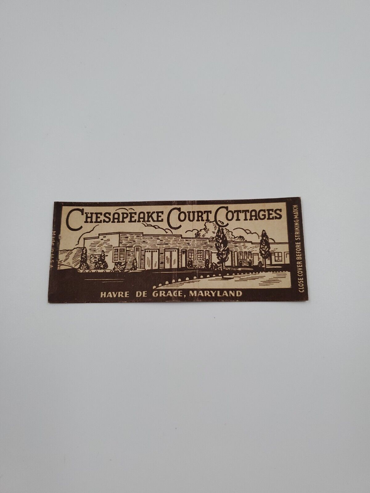 Chesapeake Court Cottages Havre De Grace Maryland Full Cover Matchbook Cover