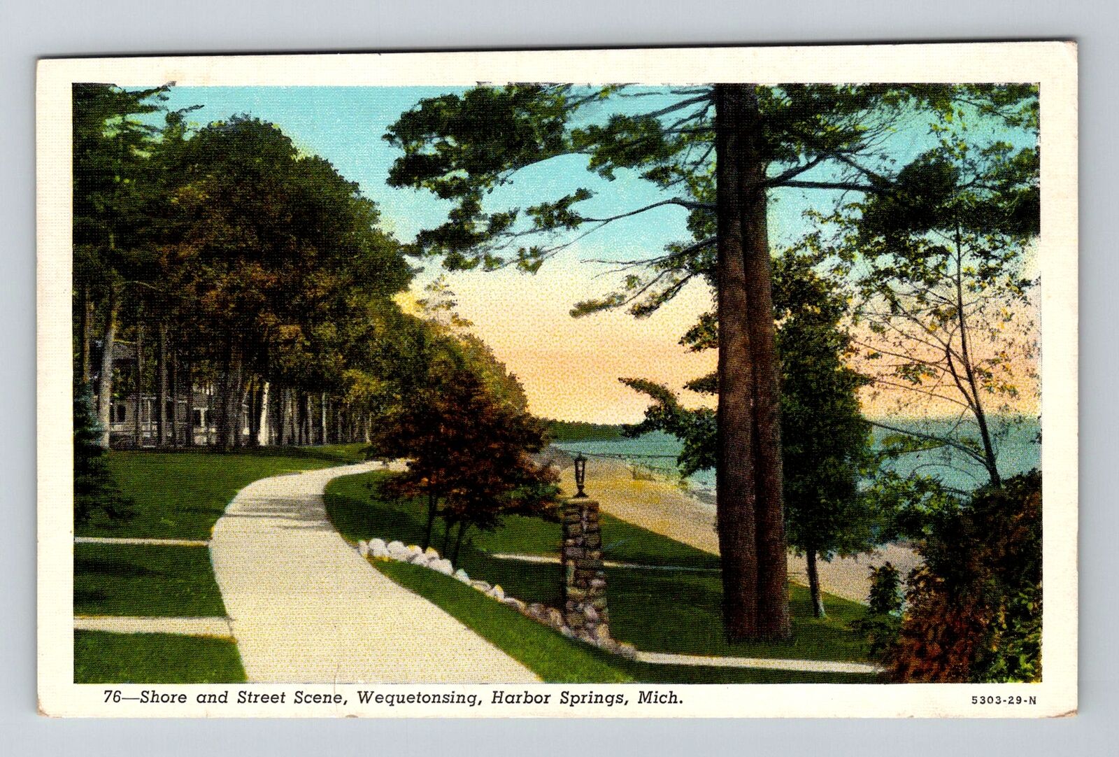 Harbor Springs MI-Michigan, Wequetonsing, Shoreline, c1943 Vintage Postcard