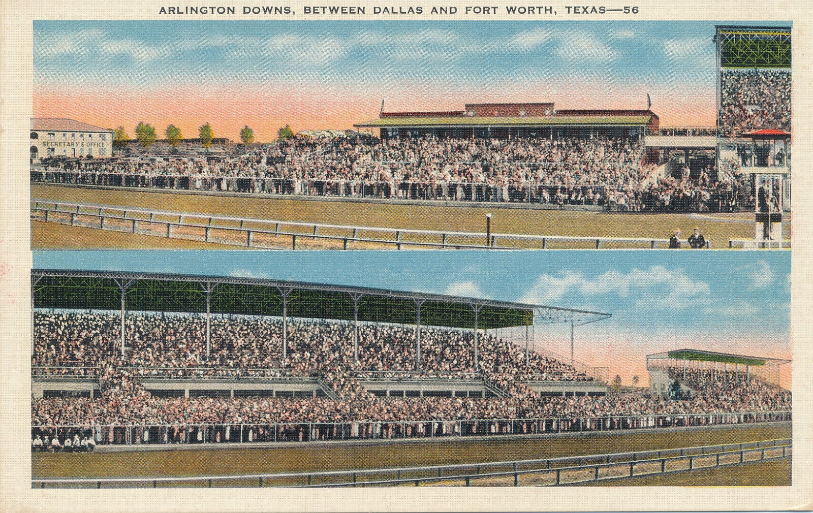 Early unmailed Arlington Downs race track Dallas & Fort Worth Texas TX #633