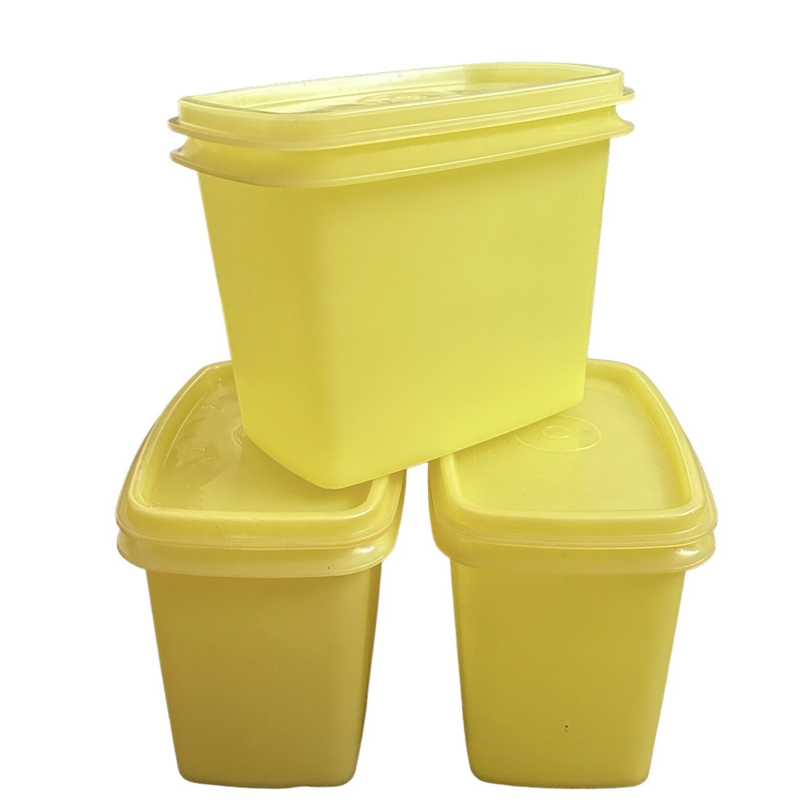 Lot Of 3 Vintage Tupperware Yellow Shelf Saver Storage Container w/ Lids 1243-8