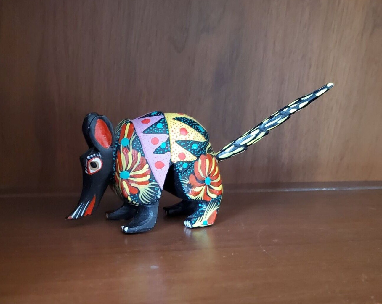 Handcrafted Carved Artisan Painted Armadillo