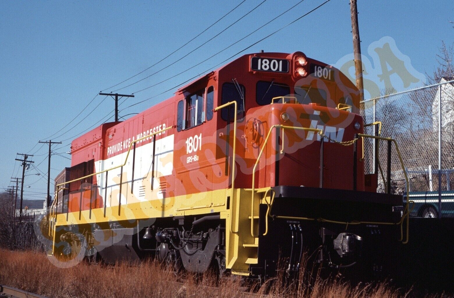 Vtg 1978 Train Slide 1801 Providence & Worcester Engine Woonsocket RI Y1F108