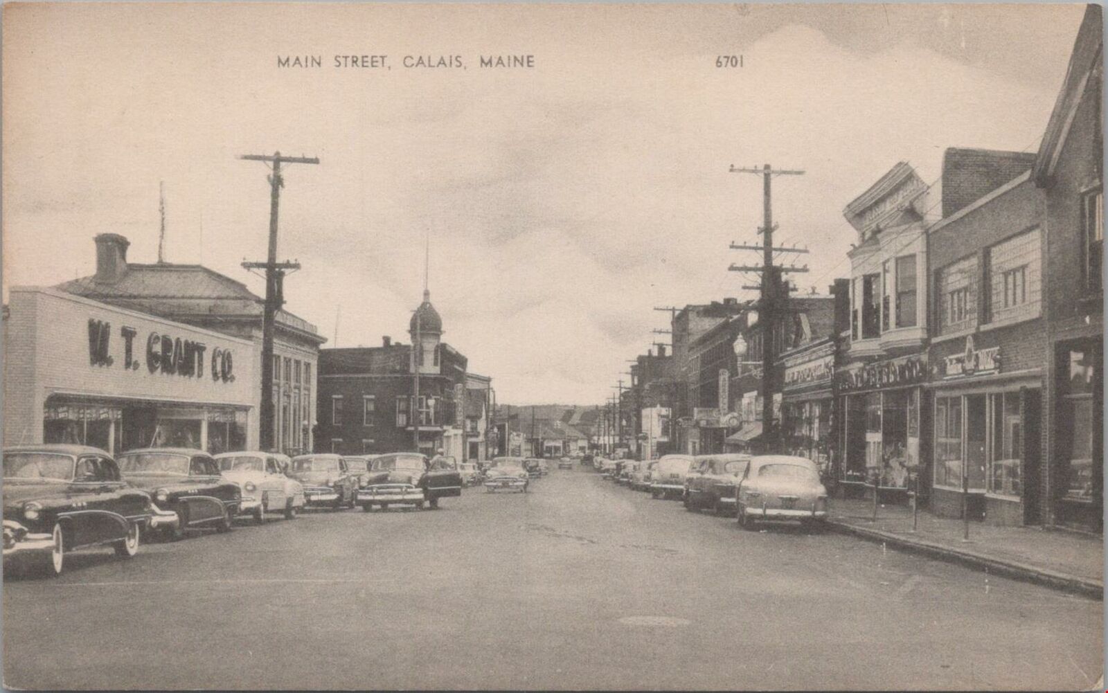 Postcard Main Street Calais Maine ME 