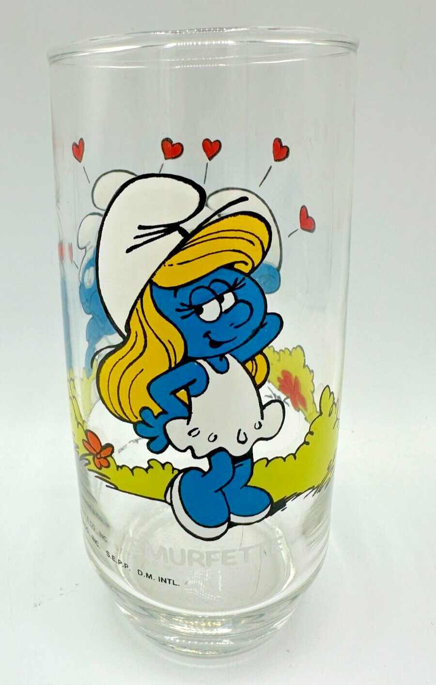 Smurfette Smurf Clear Drinking Glass 1982 Hardees 6\