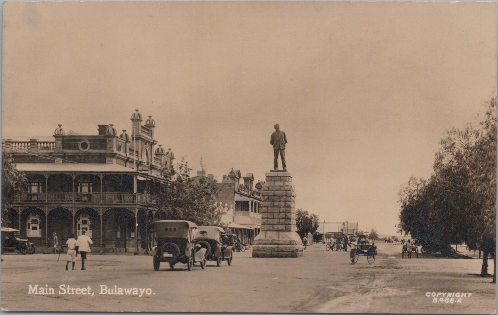 RPPC Postcard Main Street Bulawayo Zimbabwe 