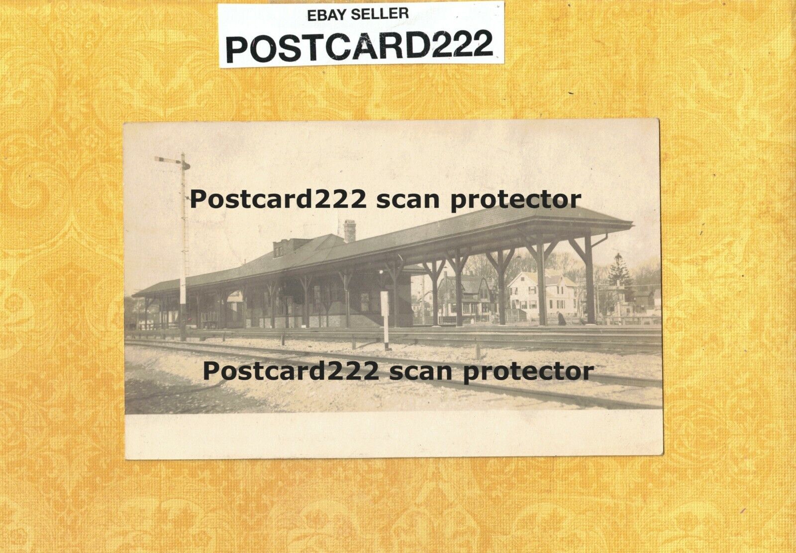 CT Mystic 1901-09 udb antique RPPC postcard RAILROAD STATION & HOUSES CONN