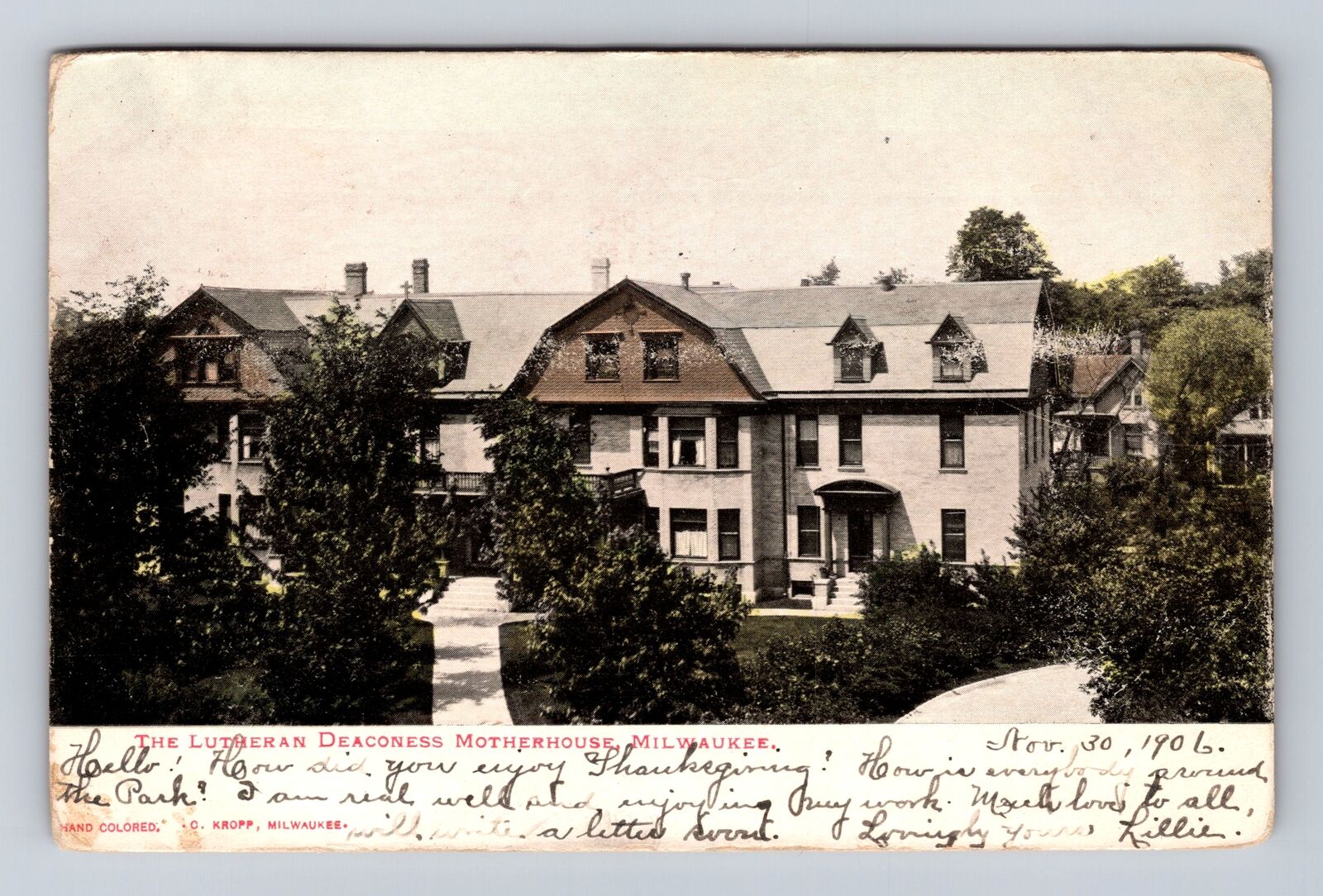 Milwaukee WI-Wisconsin, Lutheran Deaconess Motherhouse, Vintage c1906 Postcard