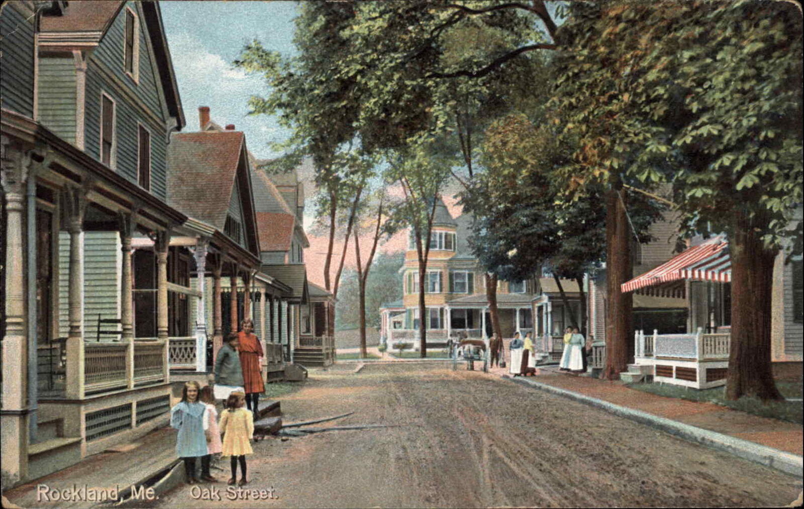 Rockland Maine ME Children Street Scene 1900s-10s Postcard
