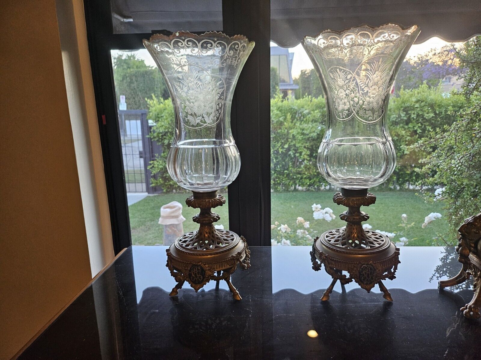 Antique French Bronze And Baccarat Crystal Candelabras