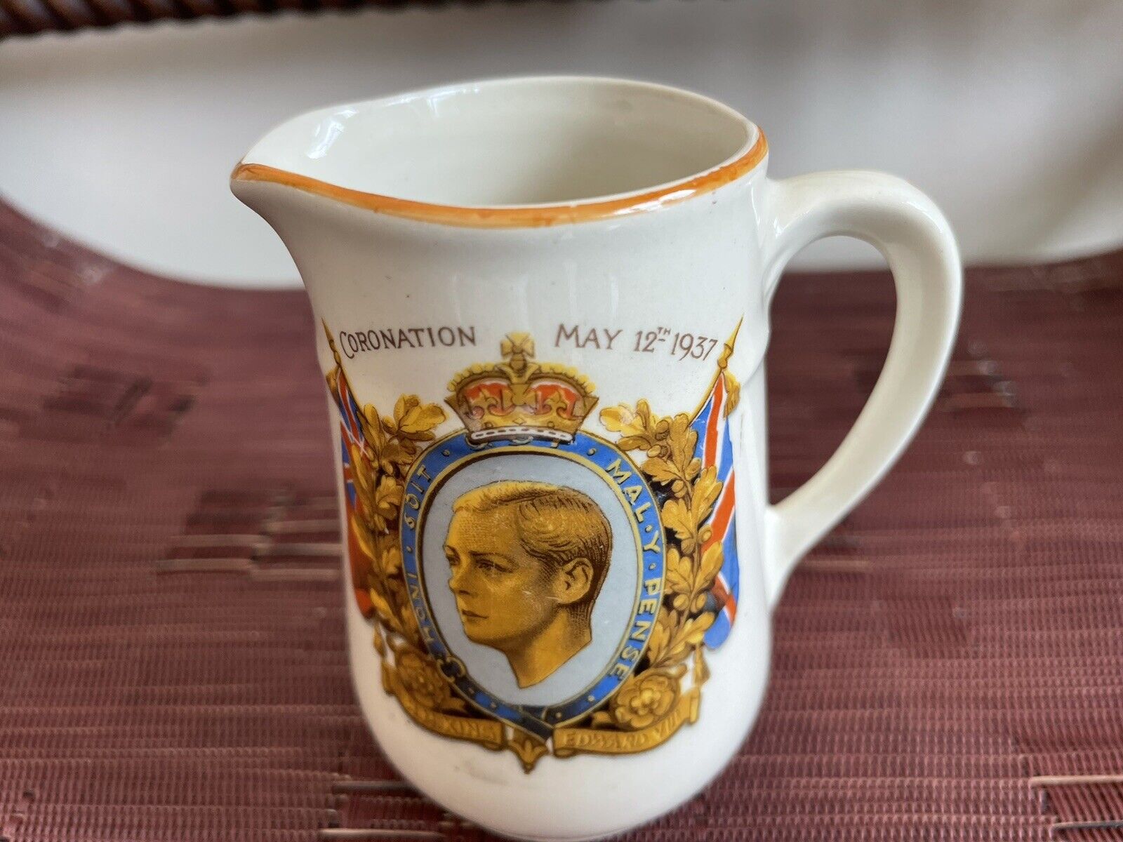 Abdicated King Edward VIII Coronation of May 1937 Small Pitcher- Made In England