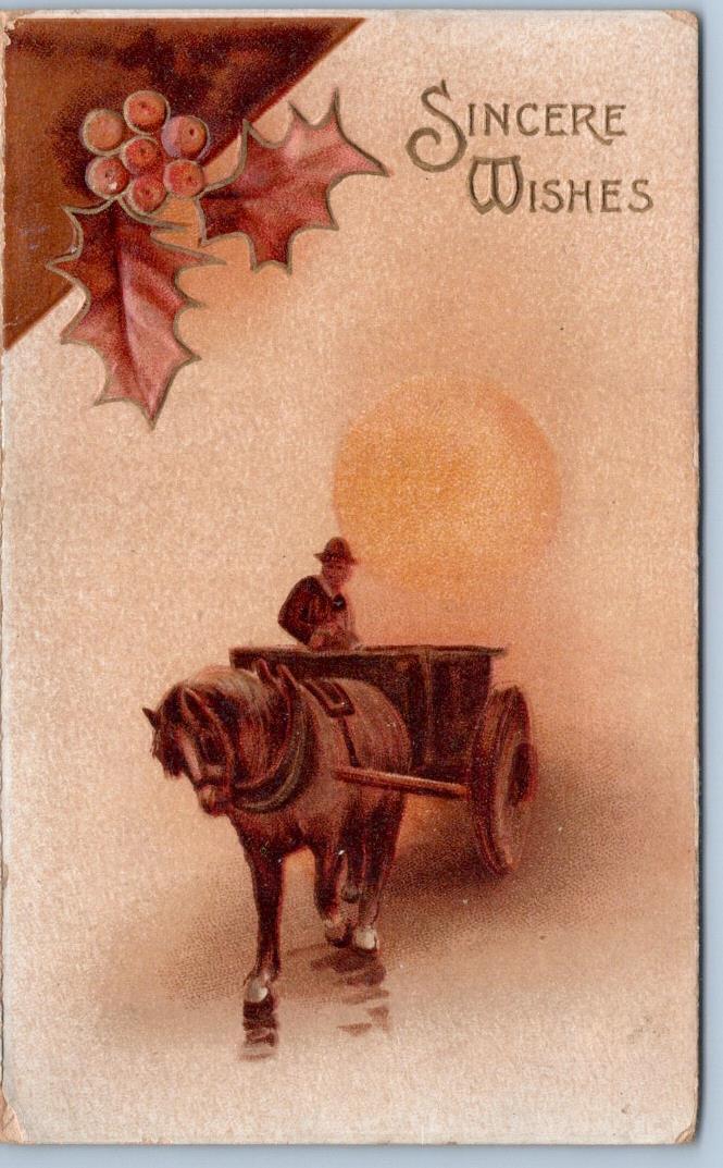 RAPHAEL TUCK & SONS ANTIQUE CHRISTMAS CARD SINCERE WISHES THACKERAY POEM