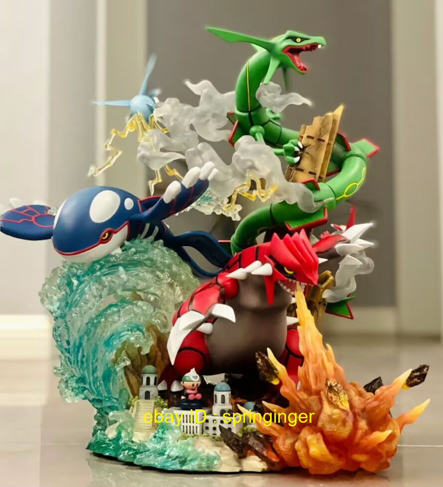 Rayquaza Kyogre Groudon Resin Crescent Studio Statue Collectibles Model 37cm