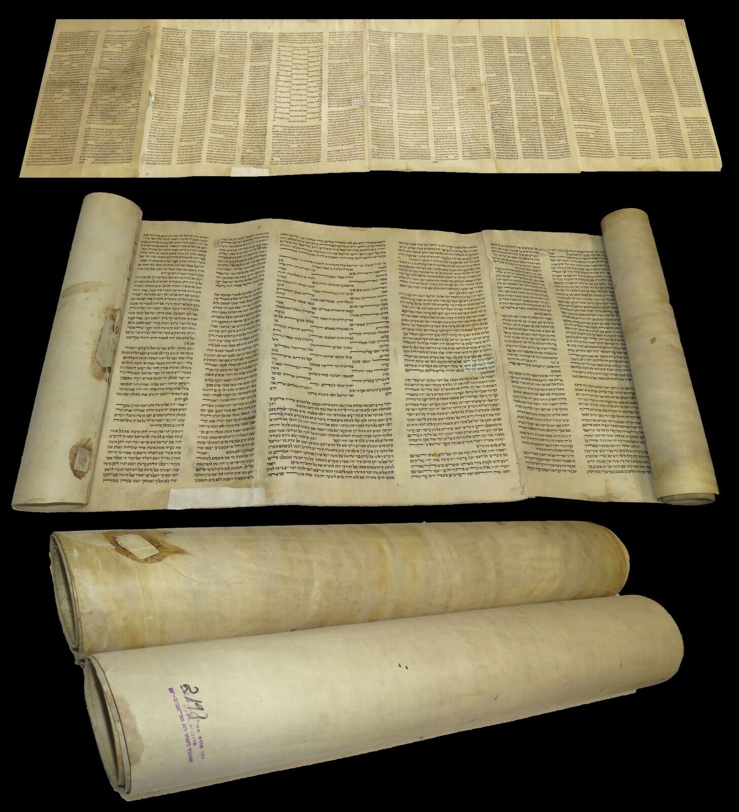 LARGE RARE ANCIENT TORAH BIBLE SCROLL MANUSCRIPT 150-200 YEARS OLD FROM ROMANIA